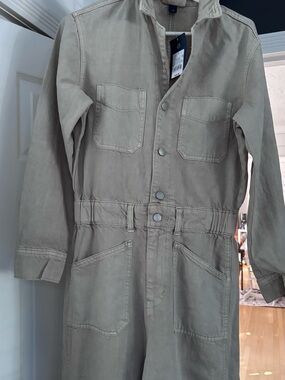 Universal Thread Beige Denim Utility Jumpsuit Size 4
